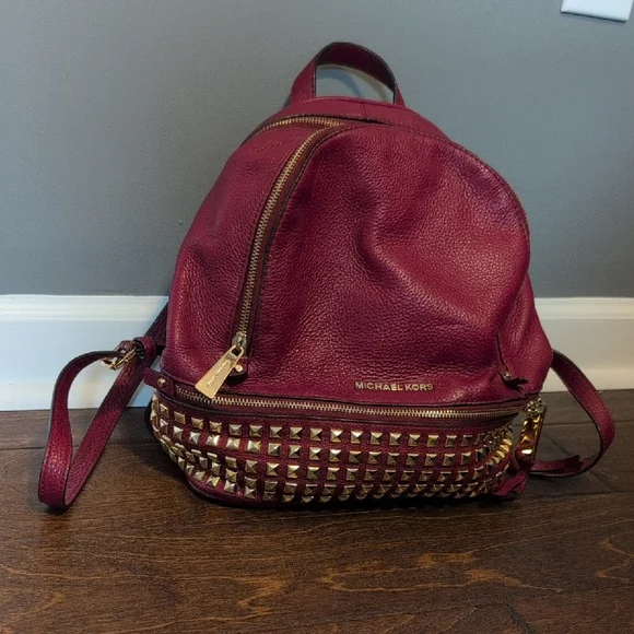 Michael Kors | Bags | Michael Kors Red Leather Backpack With 